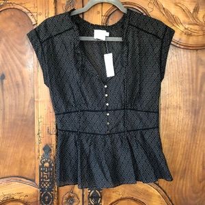 Anthropologie HD In Paris Polka Dot Peplum Blouse